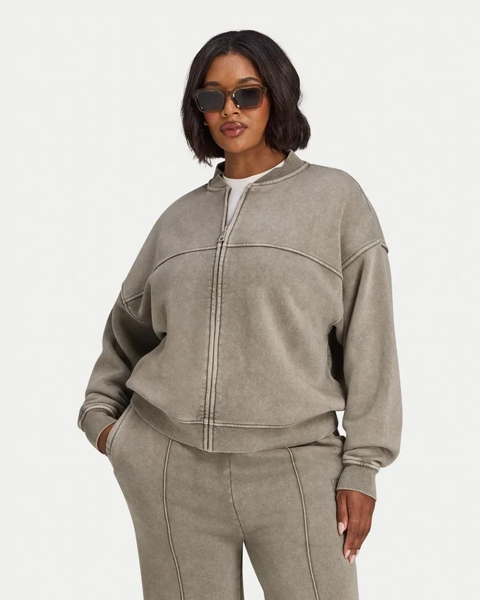 Blouson aviateur délavé Signature pour femme Blouson aviateur délavé Signature pour femme