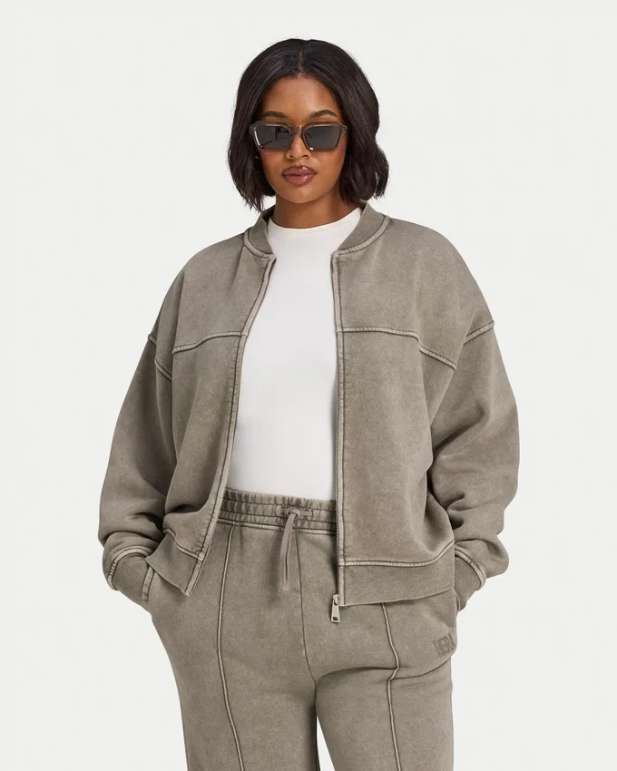Blouson aviateur délavé Signature pour femme Blouson aviateur délavé Signature pour femme