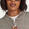 Blouson aviateur délavé Signature pour femme Blouson aviateur délavé Signature pour femme