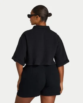 Chemise courte Resort pour femme – noire
