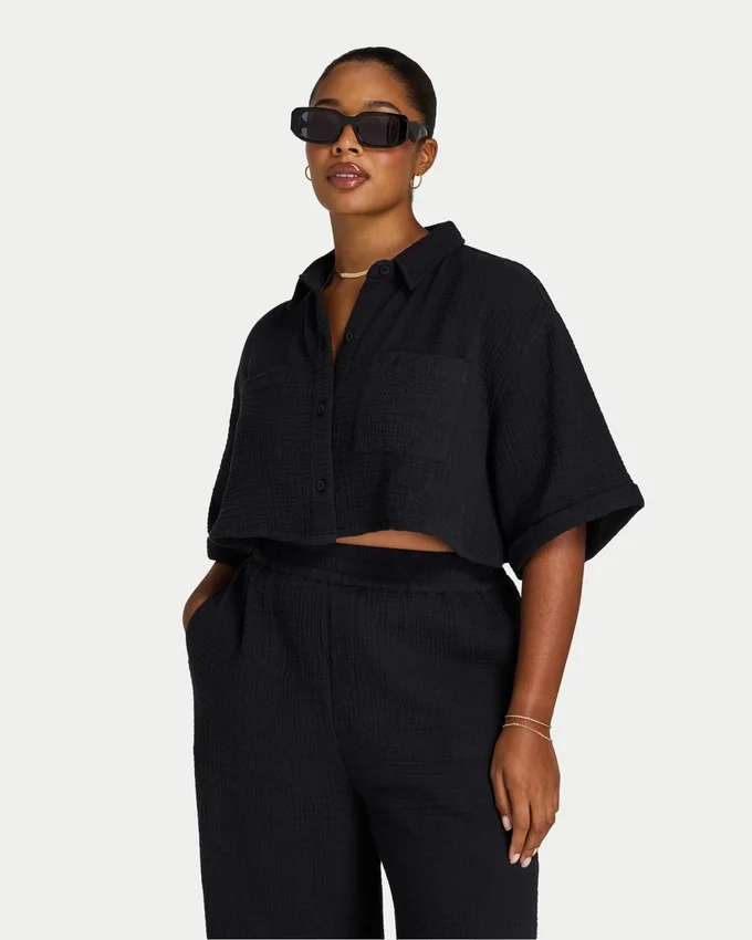 Chemise courte Resort pour femme – noire Chemise courte Resort pour femme – noire
