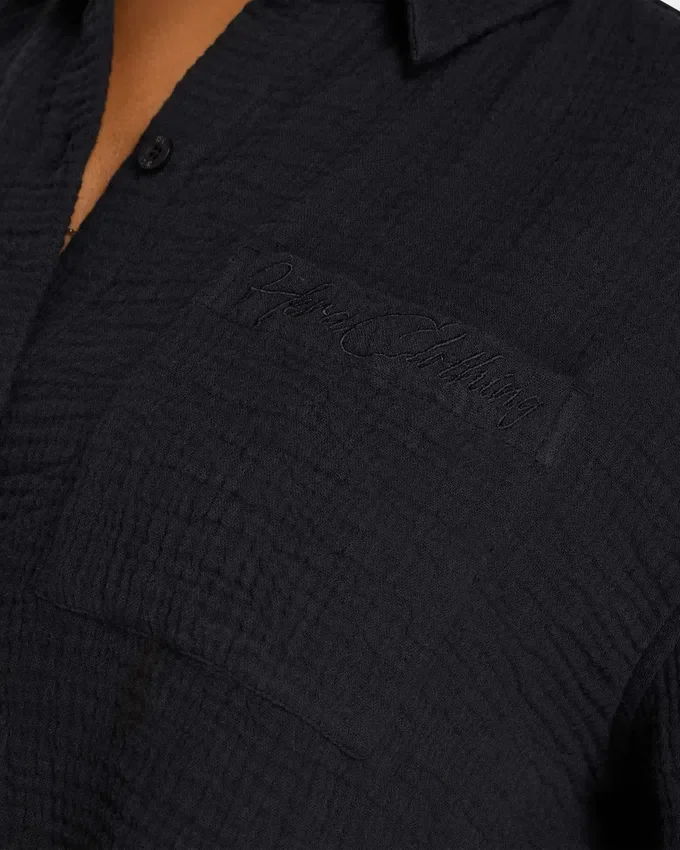 Chemise courte Resort pour femme – noire Chemise courte Resort pour femme – noire