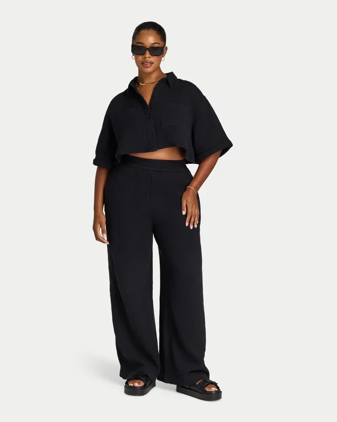 Chemise courte Resort pour femme – noire Chemise courte Resort pour femme – noire