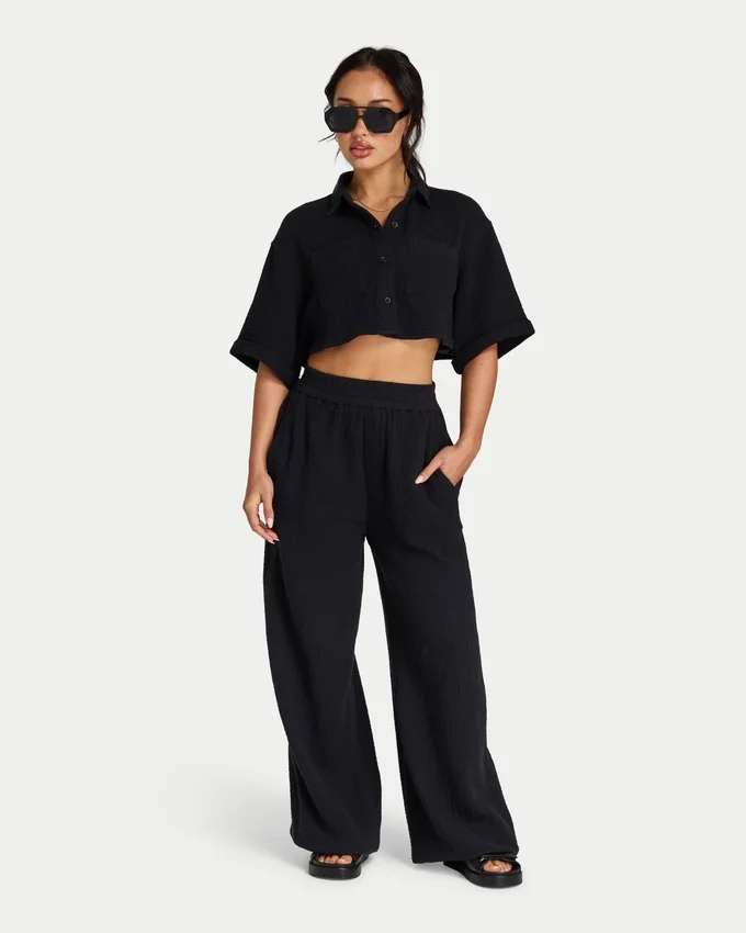 Chemise courte Resort pour femme – noire Chemise courte Resort pour femme – noire
