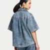 Chemise en denim à manches courtes pour femme Chemise en denim à manches courtes pour femme