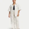 Chemise en denim à manches courtes pour femme Chemise en denim à manches courtes pour femme