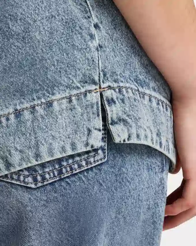 Chemise en denim à manches courtes pour femme Chemise en denim à manches courtes pour femme