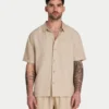 Chemise en lin à manches courtes pour homme en shorts Chemise en lin à manches courtes pour homme en shorts