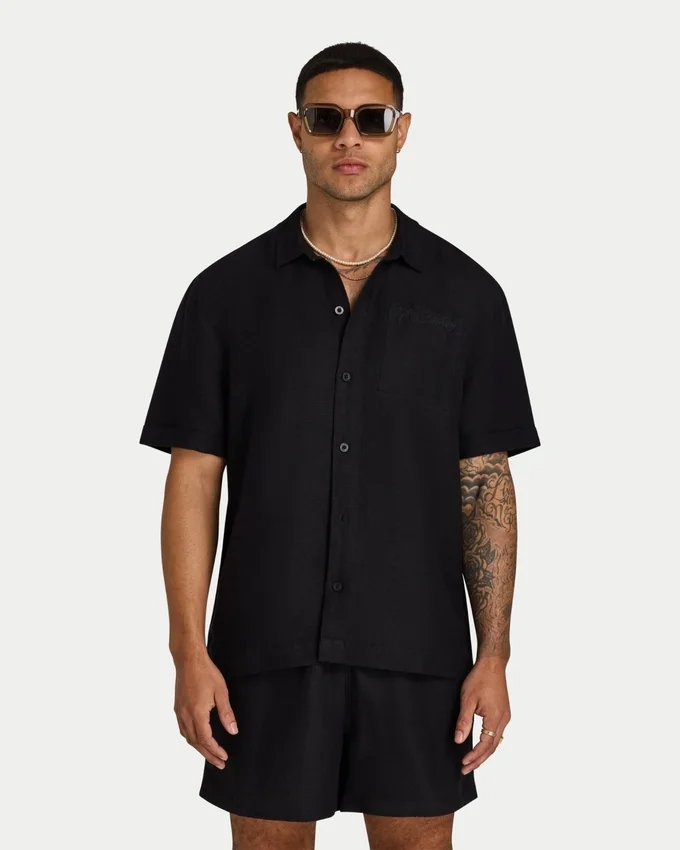 Chemise en lin à manches courtes pour homme en shorts Chemise en lin à manches courtes pour homme en shorts