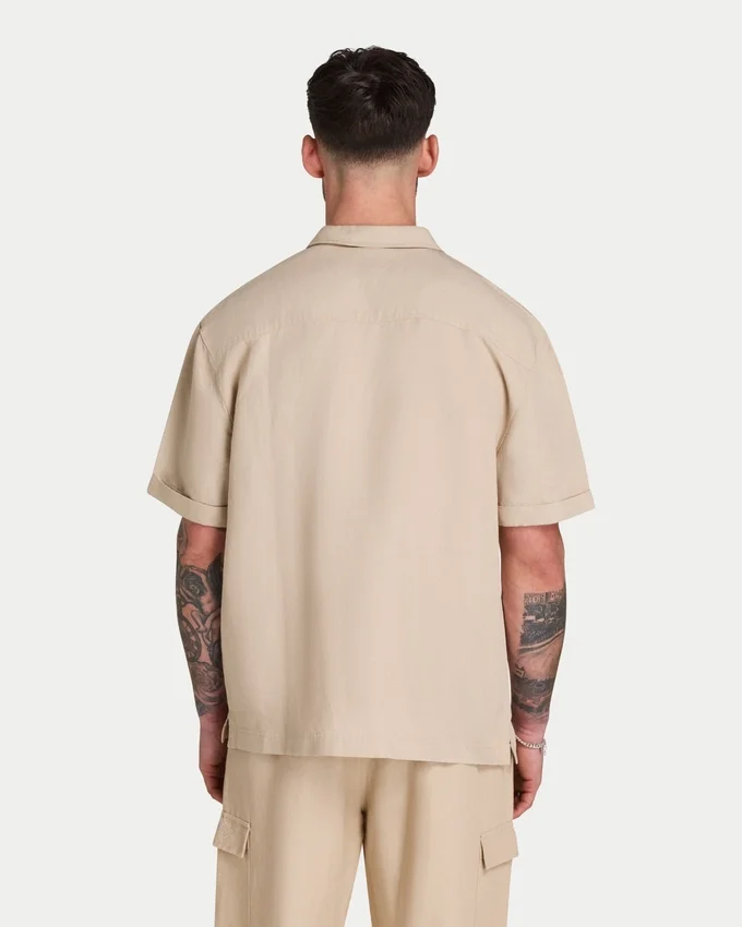 Chemise en lin à manches courtes pour homme en shorts Chemise en lin à manches courtes pour homme en shorts