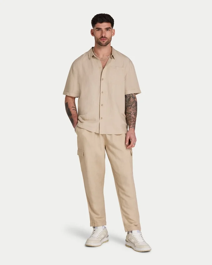Chemise en lin à manches courtes pour homme en shorts Chemise en lin à manches courtes pour homme en shorts