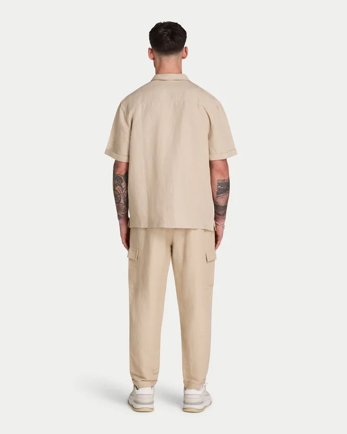 Chemise en lin à manches courtes pour homme en shorts Chemise en lin à manches courtes pour homme en shorts