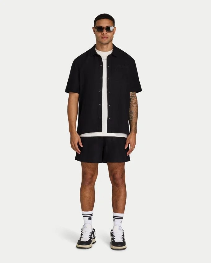 Chemise en lin à manches courtes pour homme en shorts Chemise en lin à manches courtes pour homme en shorts