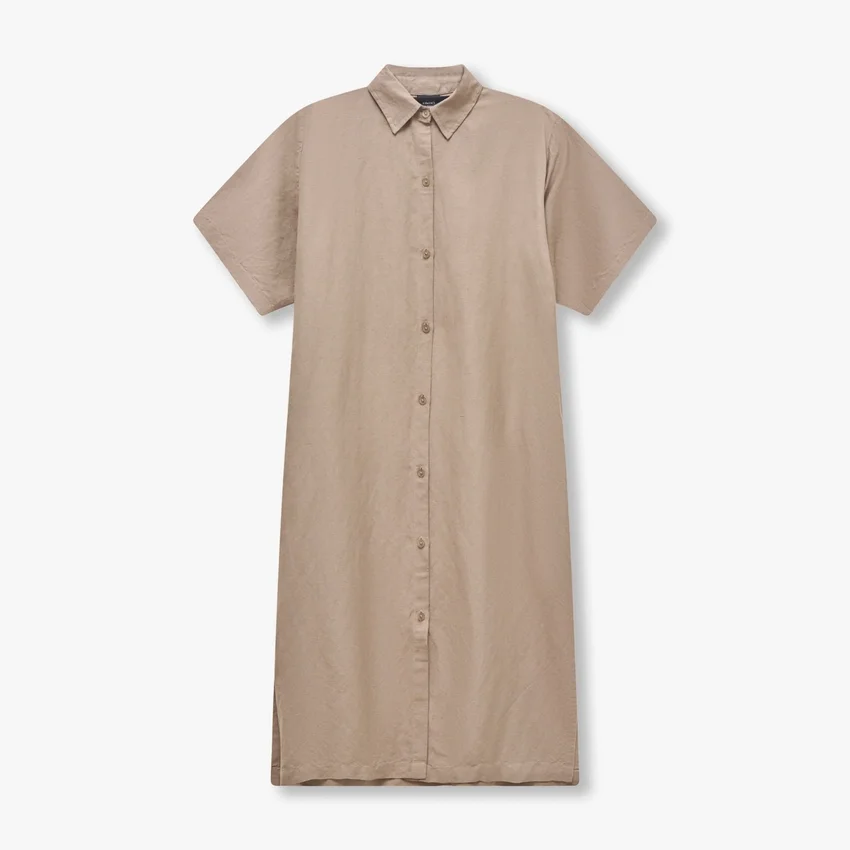 Chemise-robe en mélange de lin Rewear – gris marais Chemise-robe en mélange de lin Rewear – gris marais