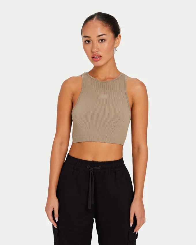 Crop-top « Base Racer » pour femme – gris-vert Crop-top « Base Racer » pour femme – gris-vert