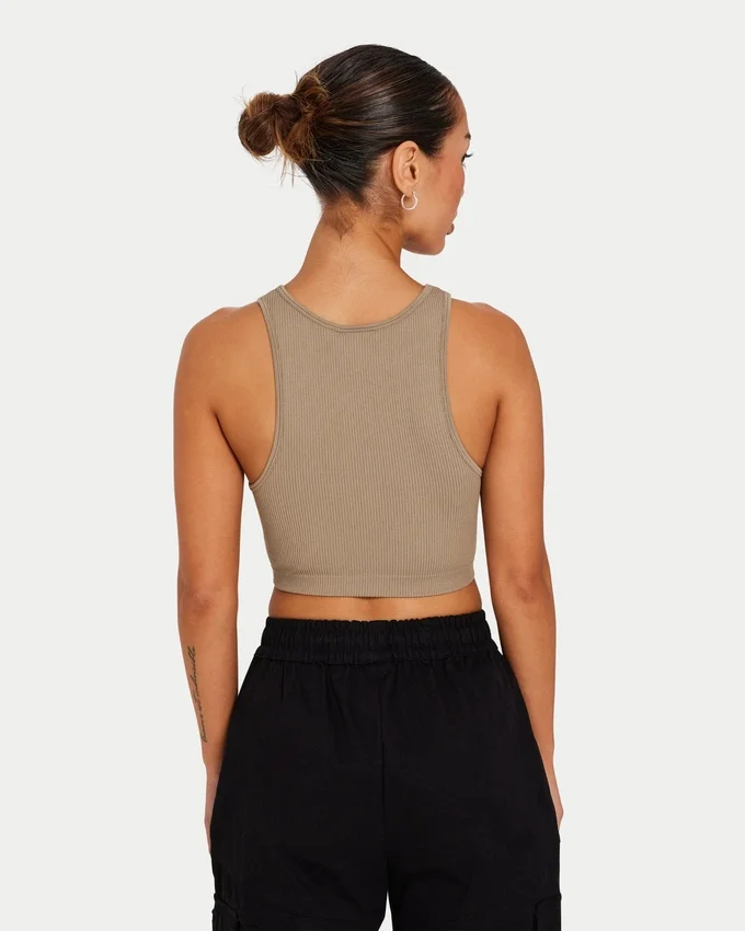 Crop-top « Base Racer » pour femme – gris-vert Crop-top « Base Racer » pour femme – gris-vert