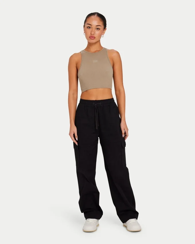Crop-top « Base Racer » pour femme – gris-vert Crop-top « Base Racer » pour femme – gris-vert