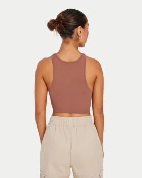 Crop top Racer Base pour femme – marron gland Crop top Racer Base pour femme – marron gland