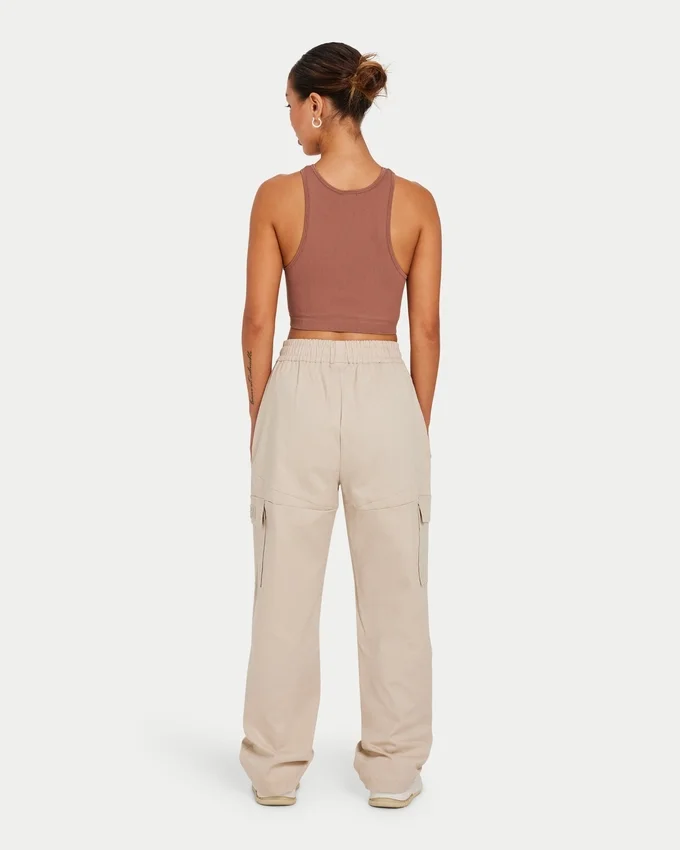 Crop top Racer Base pour femme – marron gland Crop top Racer Base pour femme – marron gland