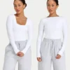 Haut à manches longues Dual Wear pour femme – blanc Haut à manches longues Dual Wear pour femme – blanc