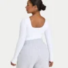 Haut à manches longues Dual Wear pour femme – blanc Haut à manches longues Dual Wear pour femme – blanc