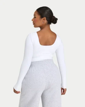 Haut à manches longues Dual Wear pour femme – blanc