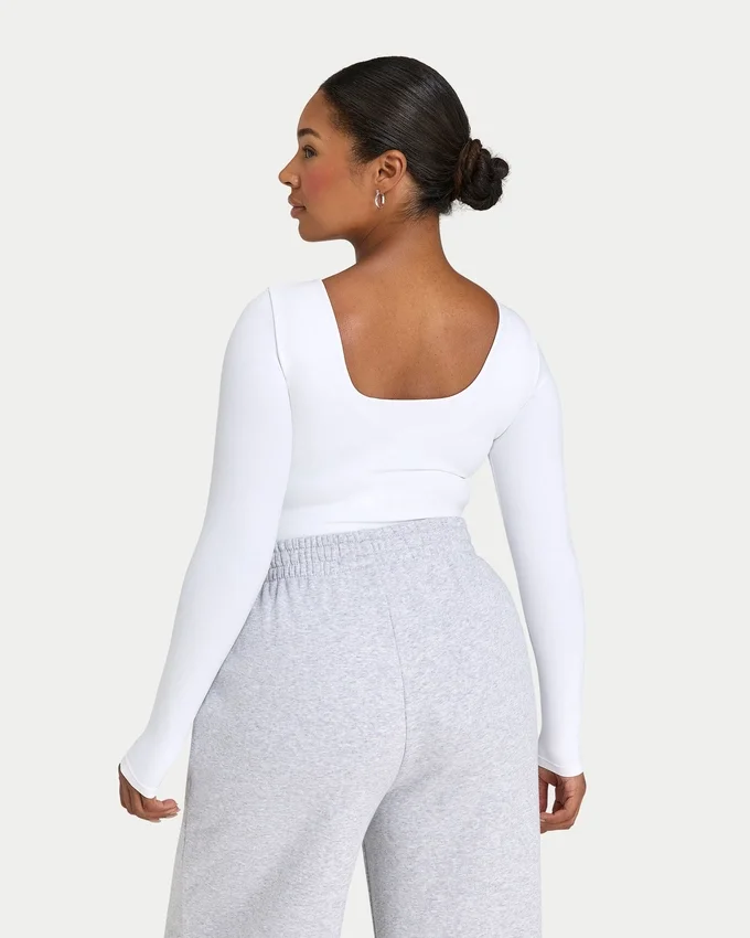 Haut à manches longues Dual Wear pour femme – blanc Haut à manches longues Dual Wear pour femme – blanc