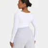 Haut à manches longues Dual Wear pour femme – blanc Haut à manches longues Dual Wear pour femme – blanc