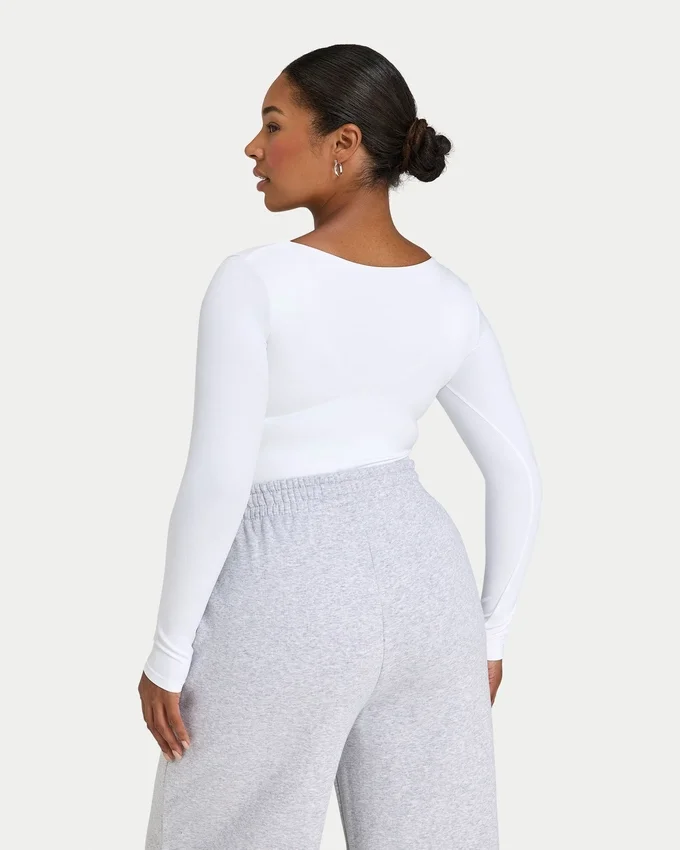 Haut à manches longues Dual Wear pour femme – blanc Haut à manches longues Dual Wear pour femme – blanc