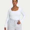 Haut à manches longues Dual Wear pour femme – blanc Haut à manches longues Dual Wear pour femme – blanc