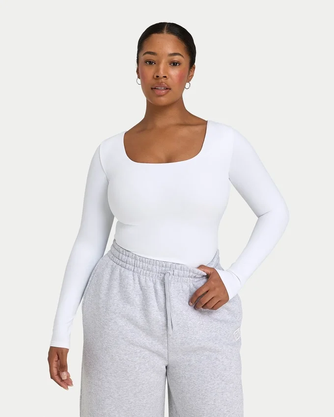 Haut à manches longues Dual Wear pour femme – blanc Haut à manches longues Dual Wear pour femme – blanc