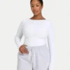 Haut à manches longues Dual Wear pour femme – blanc Haut à manches longues Dual Wear pour femme – blanc