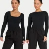 Haut à manches longues polyvalent pour femme – noir Haut à manches longues polyvalent pour femme – noir