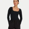 Haut à manches longues polyvalent pour femme – noir Haut à manches longues polyvalent pour femme – noir