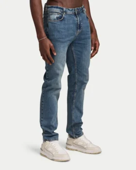 Jean de denim décontracté pour homme – délavage moyen
