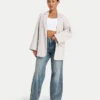 Jean en denim à jambes larges pour femme – délavage moyen Jean en denim à jambes larges pour femme – délavage moyen