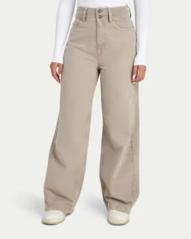 Jean en denim large pour femme – couleur pierre