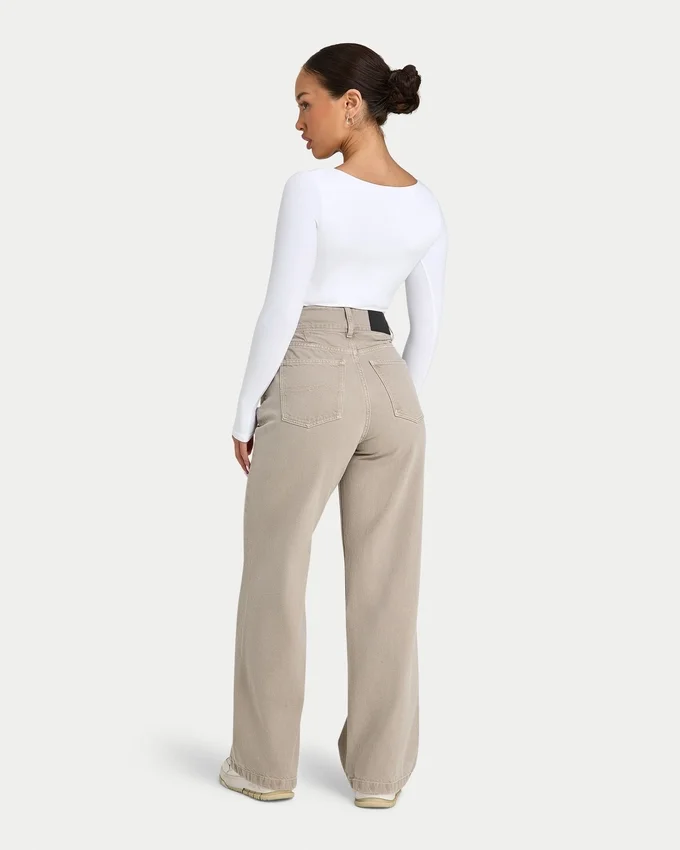 Jean en denim large pour femme – couleur pierre Jean en denim large pour femme – couleur pierre