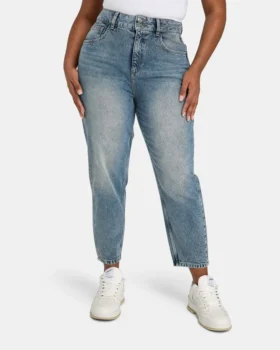 Jean « mom » pour femme – délavage moyen