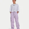 Pantalon cargo femme – lilas printanier