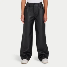 Pantalon large en simili cuir pour femme Rewear – noir