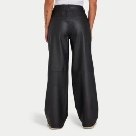 Pantalon large en simili cuir pour femme Rewear – noir