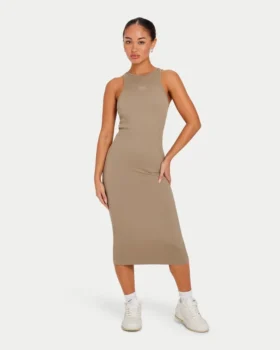 Robe midi Base Racer pour femme – gris-vert