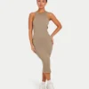 Robe midi Base Racer pour femme – gris-vert