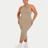 Robe midi Base Racer pour femme – gris-vert