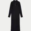 Robe midi à manches longues pour femme – noire Robe midi à manches longues pour femme – noire