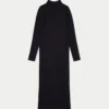 Robe midi à manches longues pour femme – noire Robe midi à manches longues pour femme – noire