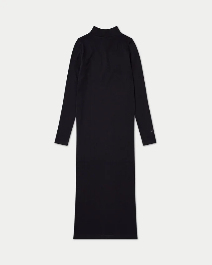 Robe midi à manches longues pour femme – noire Robe midi à manches longues pour femme – noire