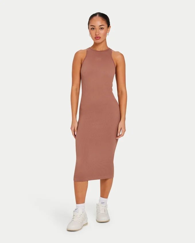 Robe midi Racer pour femme – marron gland Robe midi Racer pour femme – marron gland