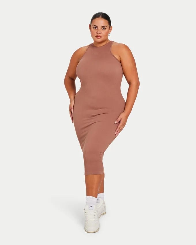 Robe midi Racer pour femme – marron gland Robe midi Racer pour femme – marron gland